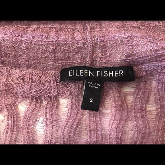 Eileen Fisher Open Knit Cardigan Sweater Light Purple Color S 100% baby Alpaca - Picture 6 of 7